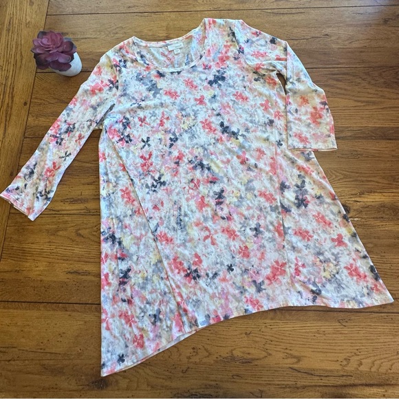 PureJill Watercolor Floral Tunic 3/4 Sleeve Top Size Small - Picture 1 of 9